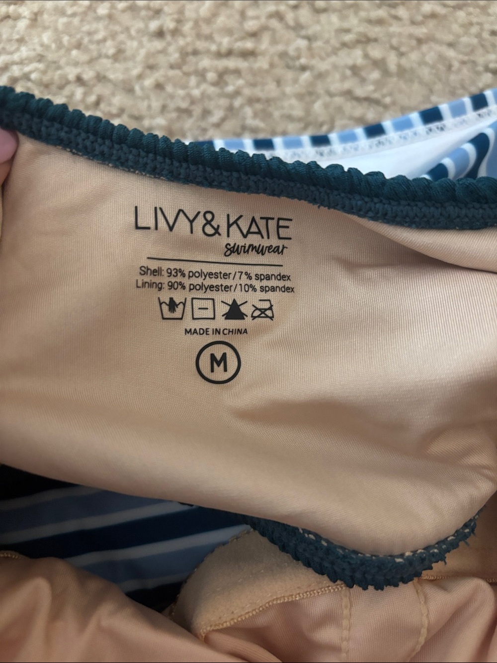 Teal Knit Tank Bikini Top with Blue Striped High-Waist Bottoms Livy and Kate - Picture 6 of 6